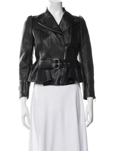 Pre-owned Alexander Mcqueen Leather Biker Jacket In Black