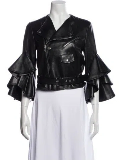 Pre-owned Alexander Mcqueen Leather Biker Jacket In Black
