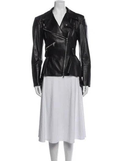 Pre-owned Alexander Mcqueen Leather Biker Jacket In Black