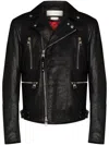 Alexander Mcqueen Slim-fit Zip-detailed Leather Biker Jacket In Black