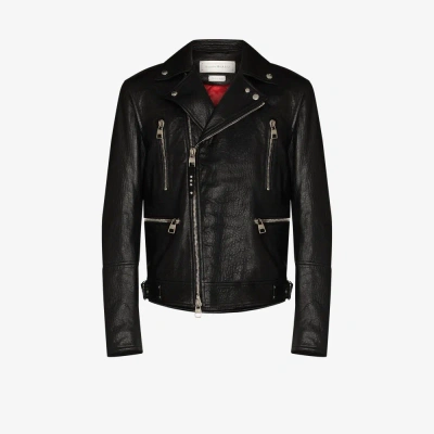 Alexander Mcqueen Leather Biker Jacket In Black