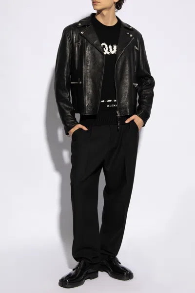 Alexander Mcqueen Leather Biker Jacket In Black