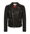 Alexander Mcqueen Slim-fit Zip-detailed Leather Biker Jacket In Black