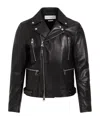 Alexander Mcqueen Slim-fit Zip-detailed Leather Biker Jacket In Black