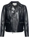 Alexander Mcqueen Slim-fit Zip-detailed Leather Biker Jacket In Blue