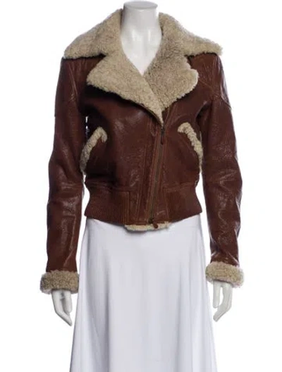 Pre-owned Alexander Mcqueen Leather Biker Jacket In Brown