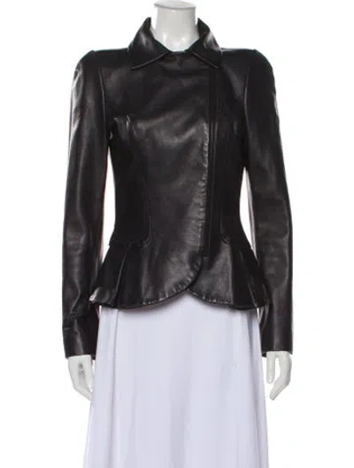 Pre-owned Alexander Mcqueen Leather Biker Jacket In Gray