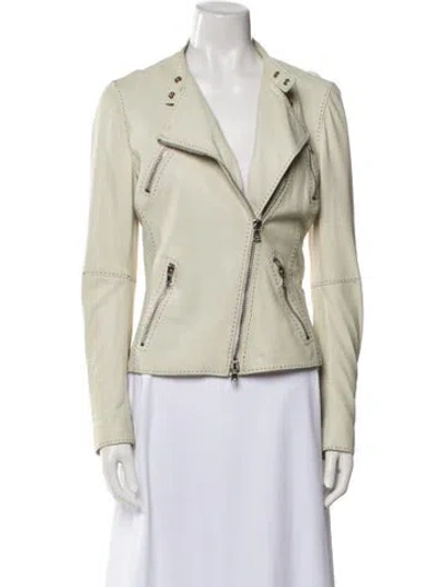Pre-owned Alexander Mcqueen Leather Biker Jacket In Neutral
