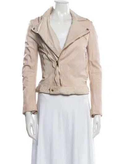 Pre-owned Alexander Mcqueen Leather Biker Jacket In Neutrals