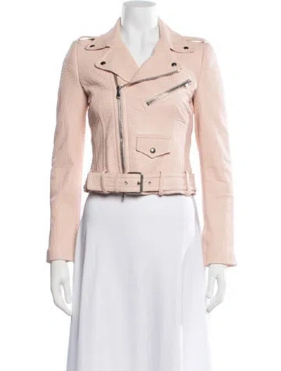 Pre-owned Alexander Mcqueen Leather Biker Jacket In Pink