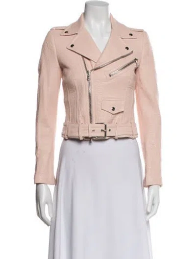 Pre-owned Alexander Mcqueen Leather Biker Jacket In Pink