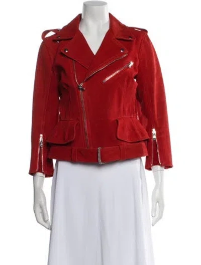 Pre-owned Alexander Mcqueen Leather Biker Jacket In Red