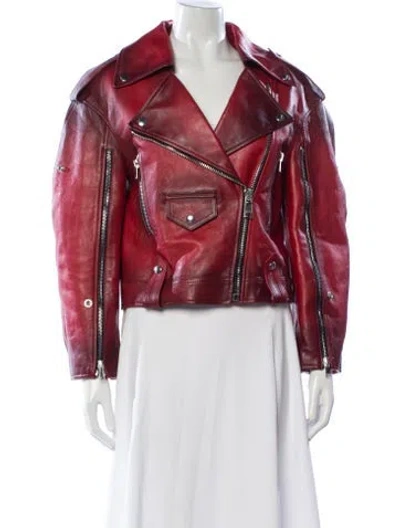 Pre-owned Alexander Mcqueen Leather Biker Jacket In Red