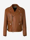 Alexander Mcqueen Essential Leather Biker Jacket Men In Silver Metallic Details