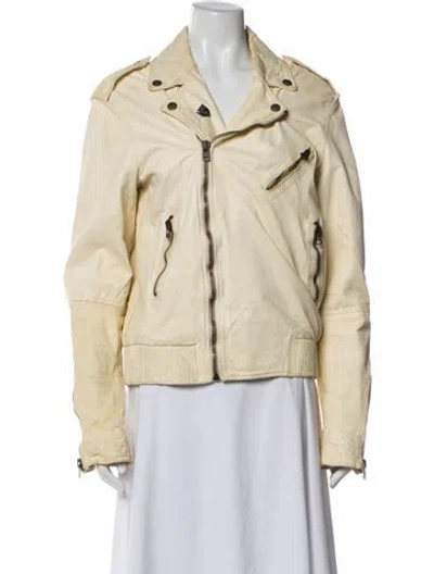 Pre-owned Alexander Mcqueen Leather Biker Jacket In Yellow