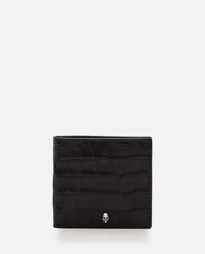 Alexander Mcqueen Leather Billfold 8cc In Black