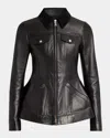 Alexander Mcqueen Peplum Leather Jacket In Black