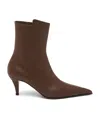 Alexander Mcqueen Leather Birdee Ankle Boots 70 In Brown