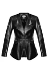 Alexander Mcqueen Leather Single-breasted Cutaway Jacket In Black