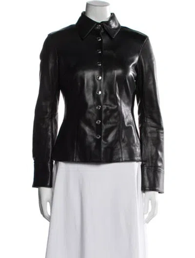 Pre-owned Alexander Mcqueen Leather Blazer In Black