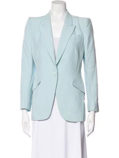 Pre-owned Alexander Mcqueen Leather Blazer In Blue