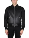 Alexander Mcqueen Leather And Fabric Bomber Jacket In Black