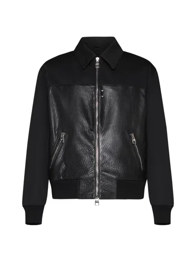 Alexander Mcqueen Zipped Bomber Jacket With Panels In Black