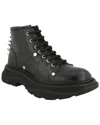 Alexander Mcqueen Leather Ankle Combat Boots Woman Ankle Boots Black Size 8 Calfskin In Black
