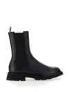 Alexander Mcqueen Leather Boot In Charcoal