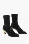 Alexander Mcqueen Leather Booties With Statement Heel 6cm In Black