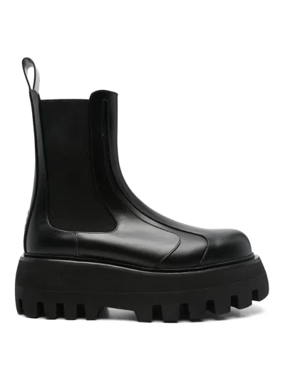 Alexander Mcqueen Leather Boots In Black