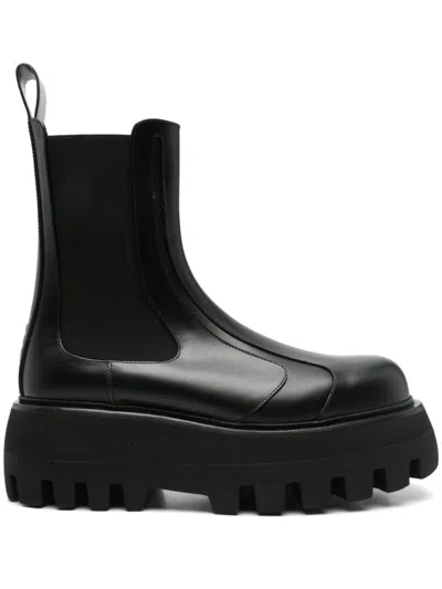 Alexander Mcqueen Leather Boots In Black