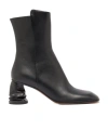 Alexander Mcqueen Leather Boots Crush In Black