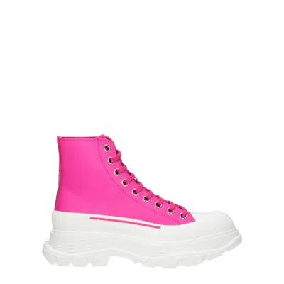 Alexander Mcqueen Leather Boots Fuxia/magenta