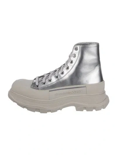 Pre-owned Alexander Mcqueen Leather Boots In Gray