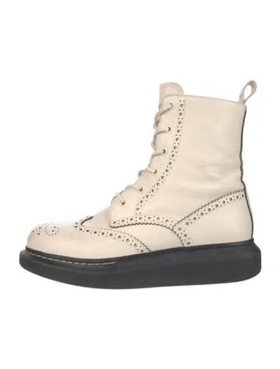 Pre-owned Alexander Mcqueen Leather Boots In Neutral