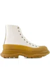 Alexander Mcqueen Tread Ankle Boots In Nude