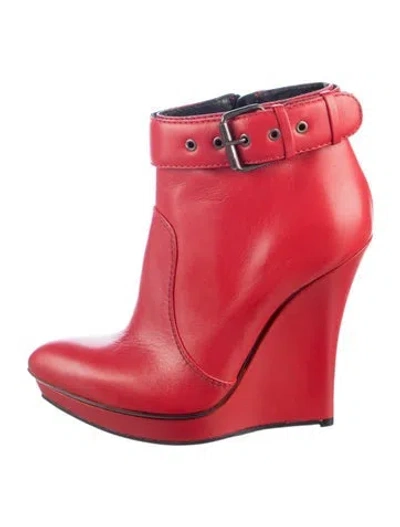 Pre-owned Alexander Mcqueen Leather Boots In Red