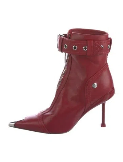 Pre-owned Alexander Mcqueen Leather Boots In Red