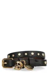 Alexander Mcqueen Hammered Studs Double-wrap Bracelet In Black