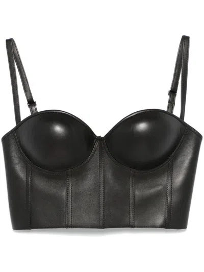 Pre-owned Alexander Mcqueen Leather Bralette In Black