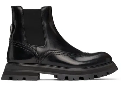 Pre-owned Alexander Mcqueen Leather Brogue Boot (women's) Sneakers In Black/natural