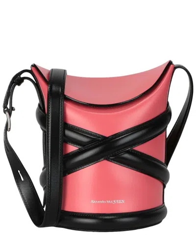 Alexander Mcqueen Leather Bucket Bag In Orange