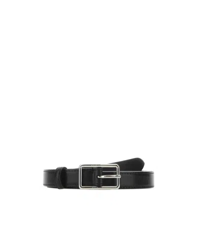 Alexander Mcqueen Leather Buckle Belt In Black