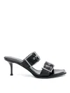 Alexander Mcqueen Elevate Your Steps In Timeless Black Leather Sandals In Negro