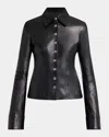 Alexander Mcqueen Leather Tailored Shirt In Black