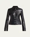 Alexander Mcqueen Leather Tailored Shirt In Black