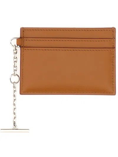 Alexander Mcqueen Leather Card Case In Buff