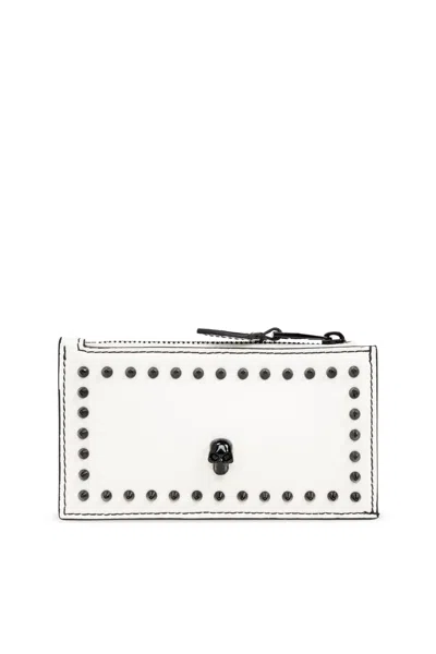 Alexander Mcqueen Leather Card Case In Soft Ivory
