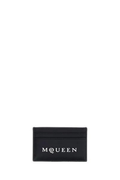 Alexander Mcqueen Leather Card Case With Multiple Compartments In Black